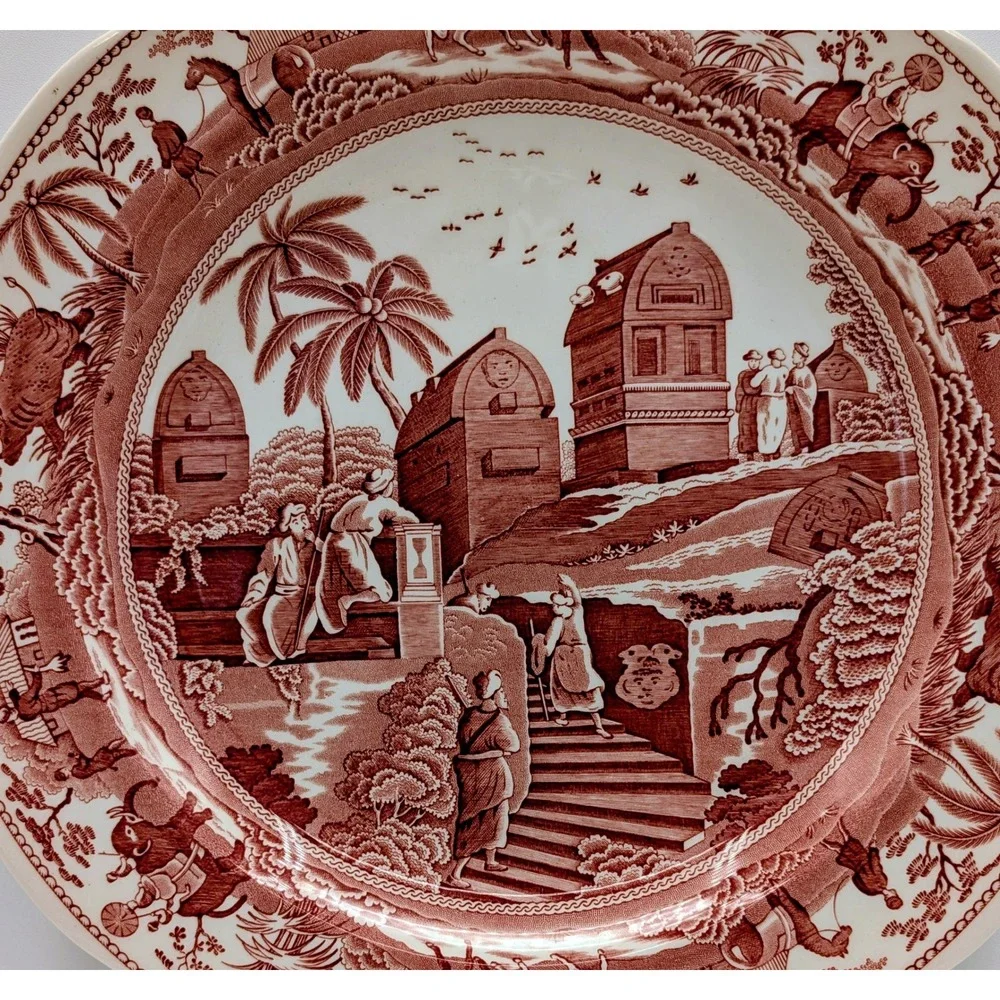 Spode Archive Collection Caramanian Red Transferware Dinner Plate England 10.5" - Picture 2 of 6